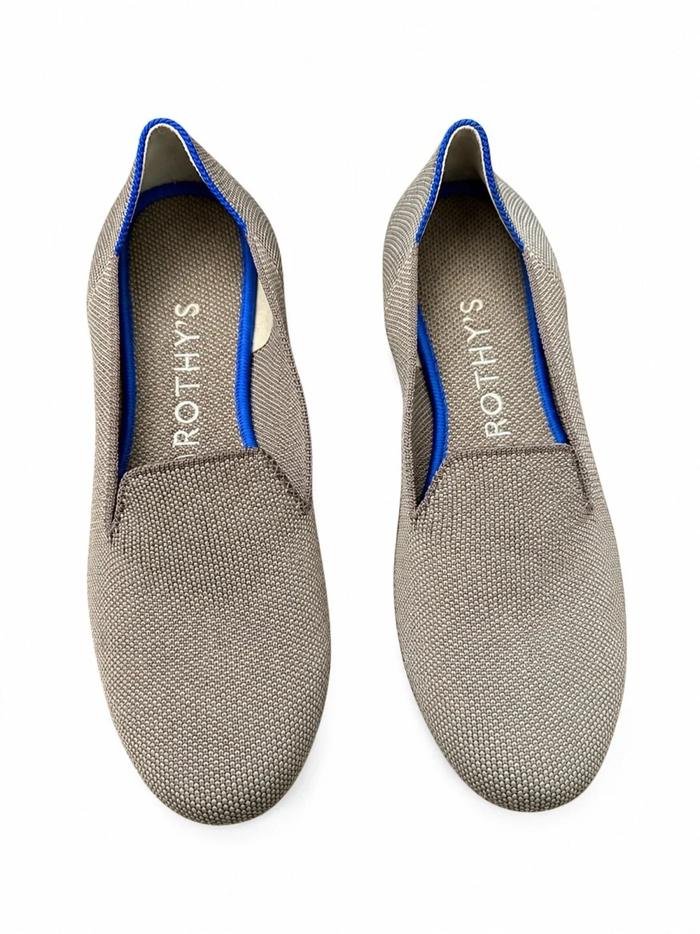 Rothy’s The Loafer Womens US 7.5 Mocha (w Blue Halo Trim) Flats Slip On Shoes